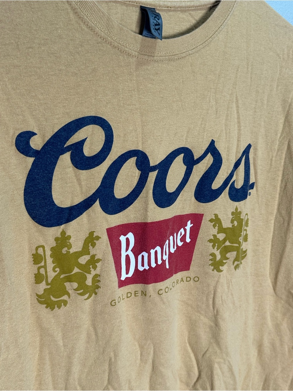 Ouray Mustard Yellow Coors Banquet Graphic Short Sleeve Tee - Picture 2 of 4